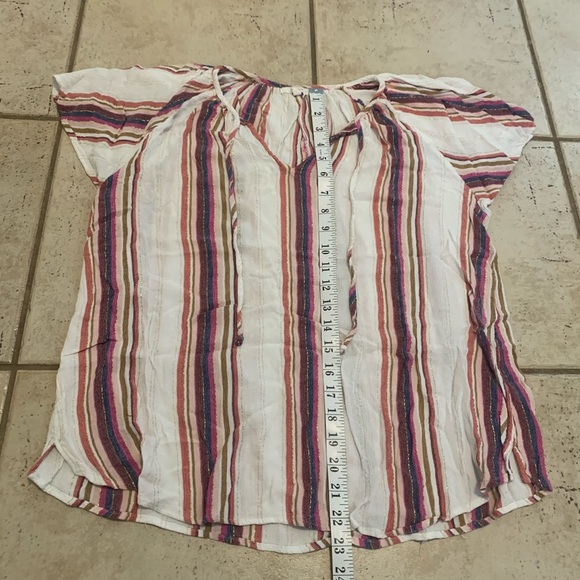 💛 Maurice Striped Ruffle Sleeve Blouse | Pink Blue Gold White | Women's XL - Picture 5 of 8